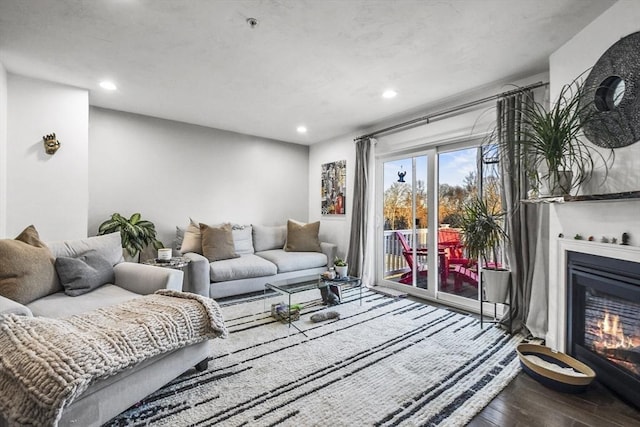 living room with hardwood / wood-style flooring