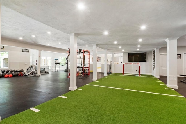3 Newton Ln, Medway, MA 02053 - workout area featuring recessed lighting, plenty of natural light, and baseboards