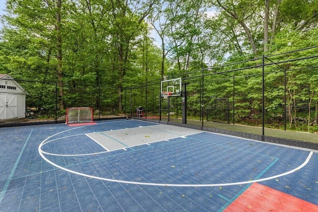 3 Newton Ln, Medway, MA 02053 - view of basketball court with community basketball court and a shed