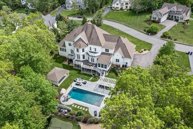 3 Newton Ln, Medway, MA 02053 - aerial view of property and surrounding area with a pool area