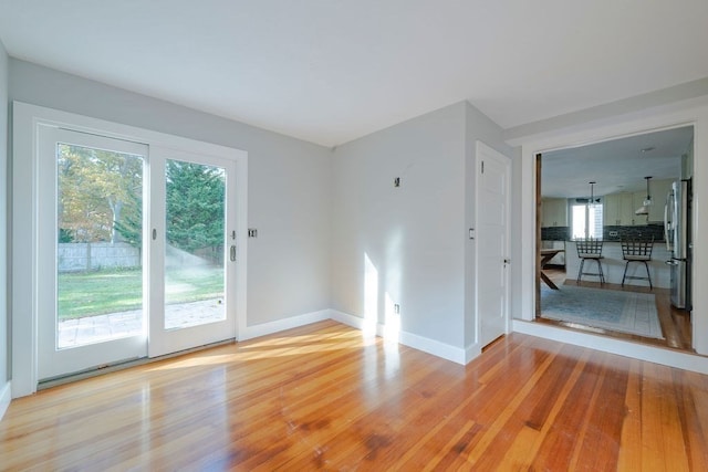 unfurnished room featuring light wood-type flooring