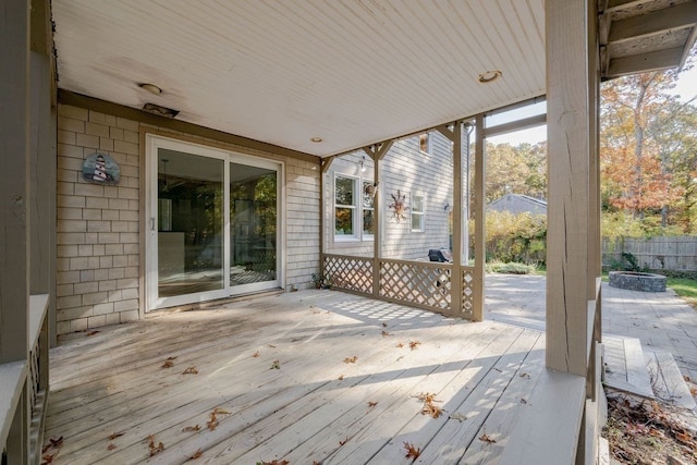 wooden deck featuring a patio