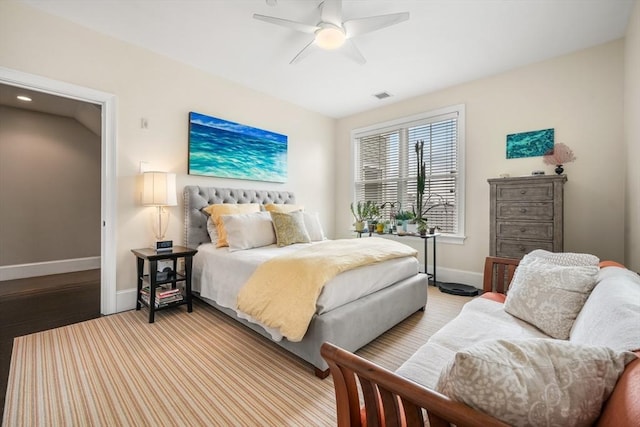 615 E 6th St Unit 6, Boston, MA 02127 - bedroom with baseboards, light wood-style floors, and a ceiling fan