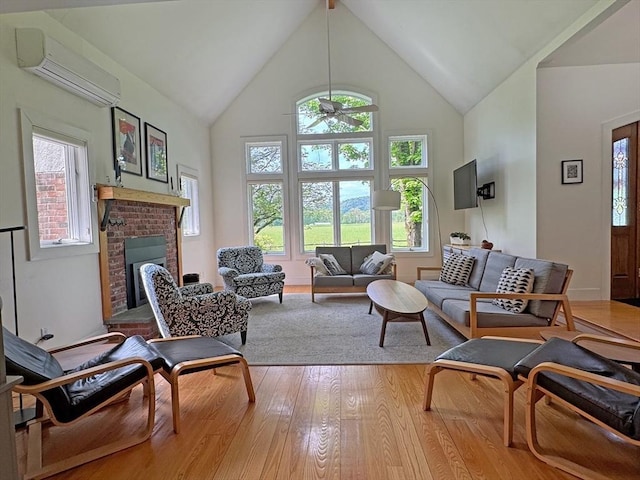 187 Plain Rd, Greenfield, MA 01301 - living room with healthy amount of natural light, ceiling fan, and high vaulted ceiling