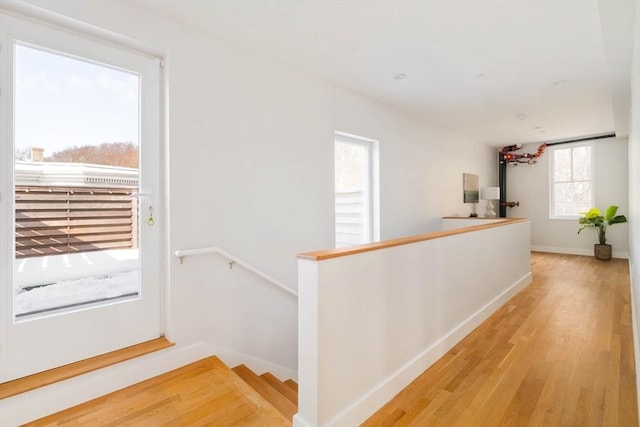 hall with light wood-type flooring