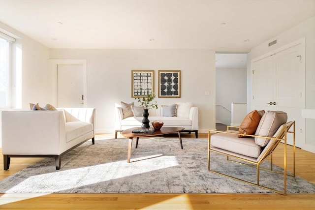 sitting room featuring light wood-type flooring