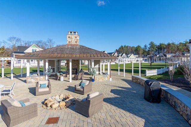 15 Boydes Xing Unit 13, Norfolk, MA 02056 - view of home's community featuring a gazebo, an outdoor hangout area, and a patio area