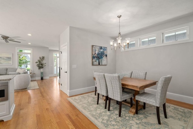 15 Boydes Xing Unit 13, Norfolk, MA 02056 - dining room with light wood finished floors, a chandelier, baseboards, recessed lighting, and a ceiling fan
