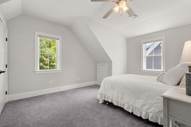 15 Boydes Xing Unit 13, Norfolk, MA 02056 - carpeted bedroom with lofted ceiling, baseboards, and a ceiling fan