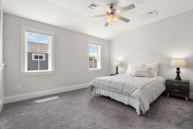 15 Boydes Xing Unit 13, Norfolk, MA 02056 - carpeted bedroom featuring baseboards, vaulted ceiling, and a ceiling fan