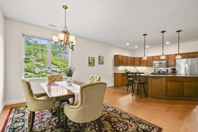 28 Summerfield Dr Unit 28, Grafton, MA 01560 - dining area featuring a chandelier, light wood-style floors, baseboards, and recessed lighting