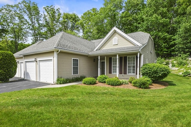 28 Summerfield Dr Unit 28, Grafton, MA 01560 - ranch-style home featuring an attached garage, asphalt driveway, a shingled roof, and a front yard