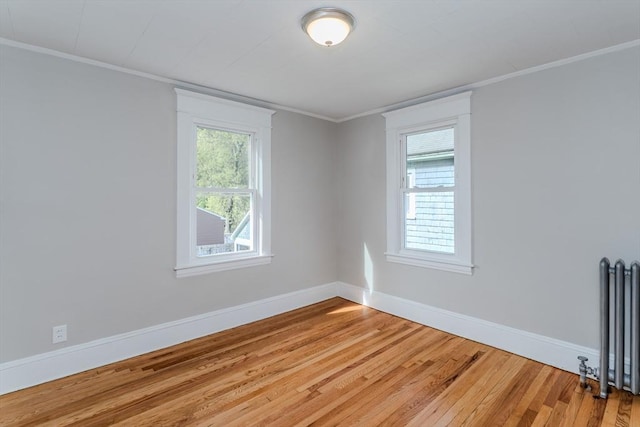 229 Saint James Blvd, Springfield, MA 01104 - unfurnished room featuring radiator, light wood-style floors, healthy amount of natural light, baseboards, and ornamental molding