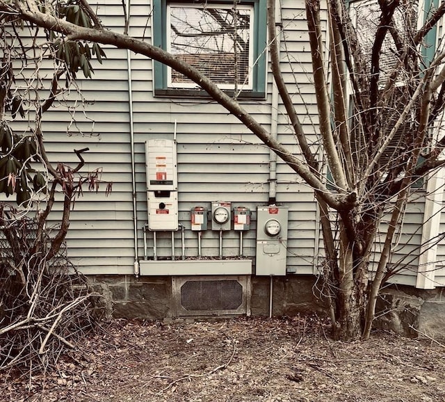 exterior space with electric meter