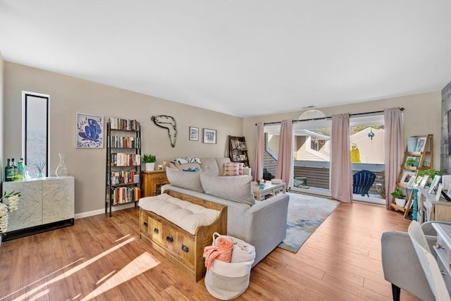 living room featuring light wood-type flooring