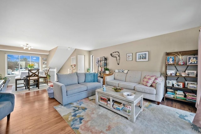 living room with wood-type flooring