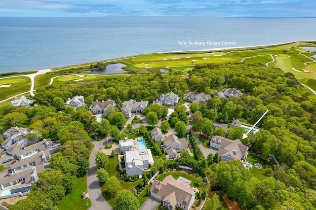 29 Flat Pond Cir, Mashpee, MA 02649 - aerial view of property and surrounding area featuring a nearby body of water, a golf course, and nearby suburban area