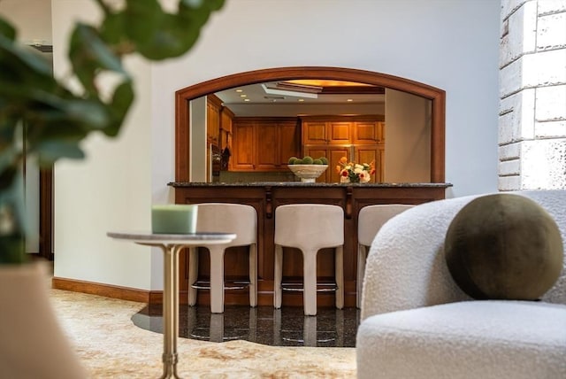 81 Countryside Ln, Milton, MA 02186 - bar with arched walkways and a tray ceiling