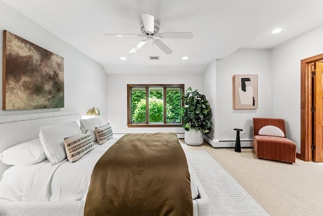 81 Countryside Ln, Milton, MA 02186 - bedroom featuring carpet flooring, recessed lighting, ceiling fan, and a baseboard radiator