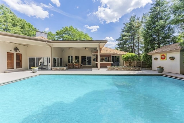 81 Countryside Ln, Milton, MA 02186 - swimming pool with a patio and ceiling fan