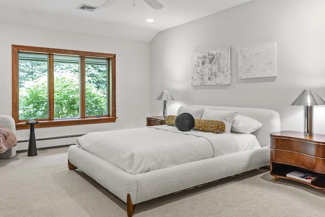 81 Countryside Ln, Milton, MA 02186 - bedroom with carpet, a baseboard radiator, recessed lighting, and ceiling fan