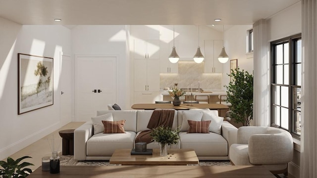 building lobby with recessed lighting