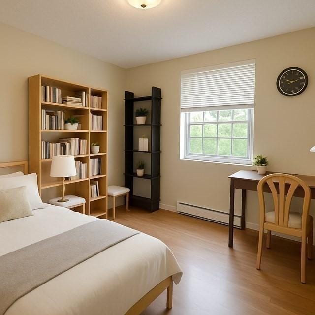 3 Walker Rd Unit 9, North Andover, MA 01845 - bedroom with baseboard heating, light wood-style flooring, and baseboards