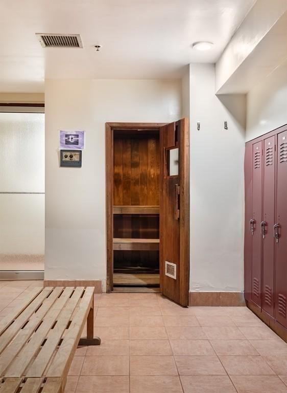 view of sauna / steam room with tile patterned floors