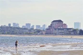 water view with a view of the beach