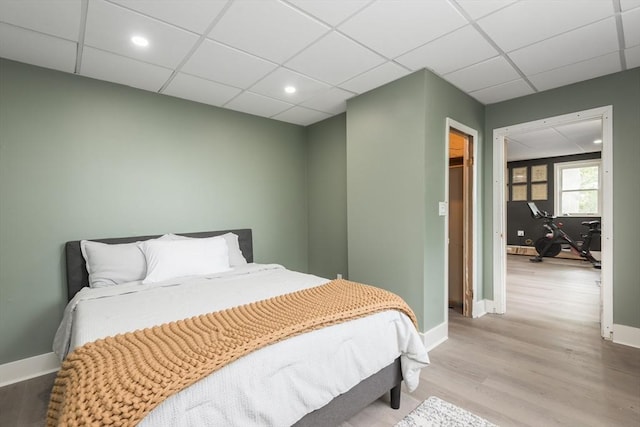 38 Colonial Rd, Weymouth, MA 02191 - bedroom with baseboards, wood finished floors, a drop ceiling, and recessed lighting