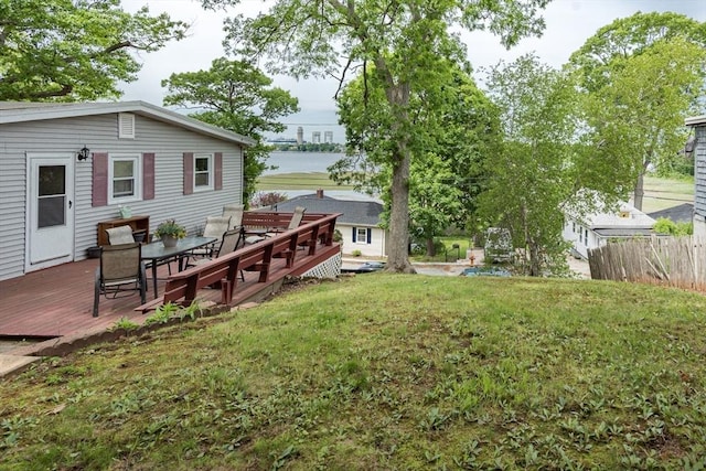 38 Colonial Rd, Weymouth, MA 02191 - view of yard featuring a deck with water view and outdoor dining space