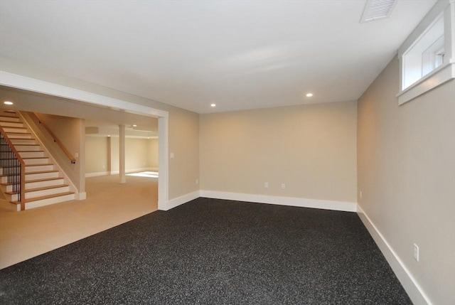 basement featuring carpet floors