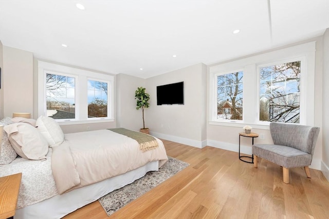 bedroom featuring light wood-type flooring