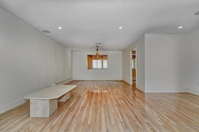 68-70 Floyd St, Winthrop, MA 02152 - interior space featuring light wood-style floors, baseboard heating, recessed lighting, and a chandelier
