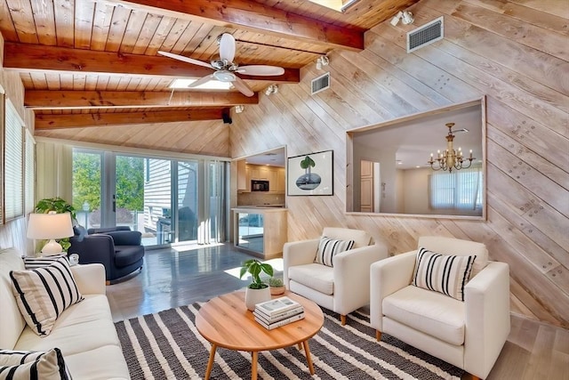 68-70 Floyd St, Winthrop, MA 02152 - living room with wooden ceiling, wood walls, and visible vents