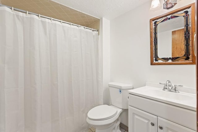82 Neponset St Unit E, Canton, MA 02021 - full bathroom featuring toilet, vanity, a textured ceiling, and a shower with shower curtain