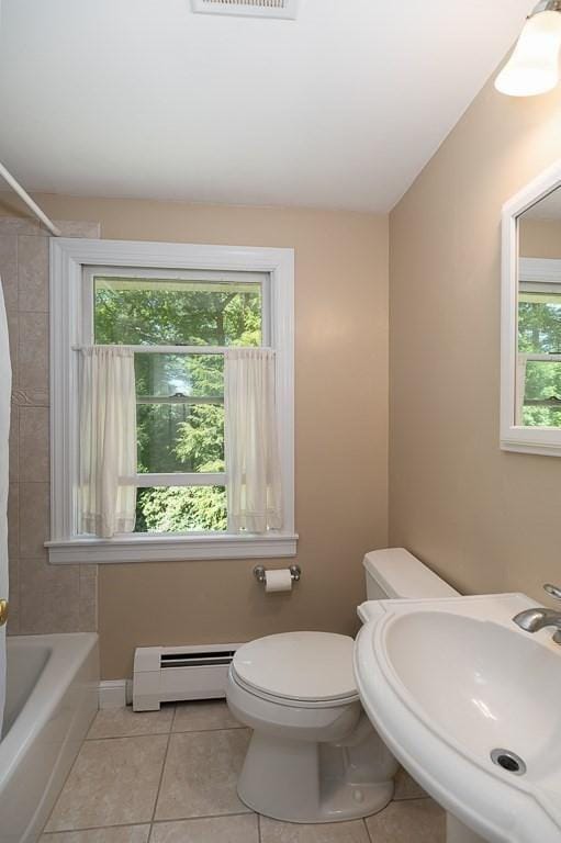 3 Tally Ho Dr, Hamilton, MA 01982 - full bathroom with a baseboard radiator, a sink, tile patterned floors, and toilet
