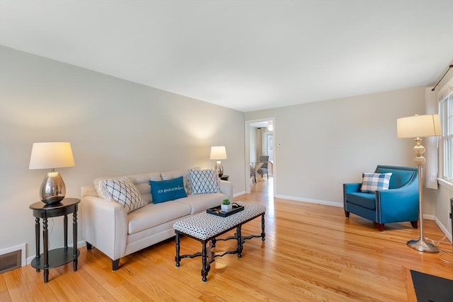 living room featuring light hardwood / wood-style flooring