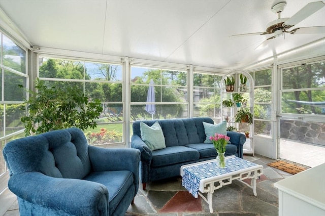 39 Manton Rd, Swampscott, MA 01907 - sunroom featuring an outdoor living space, plenty of natural light, and ceiling fan