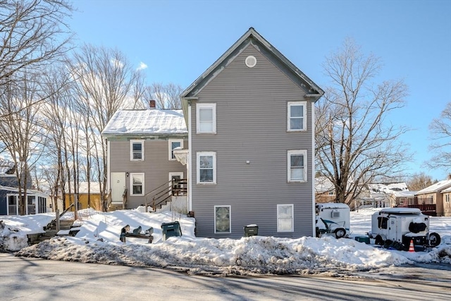 view of snow covered exterior