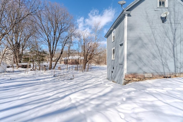 view of snow covered exterior