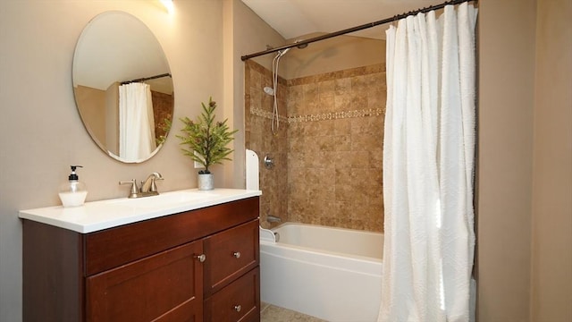 bathroom featuring vanity and shower / tub combo