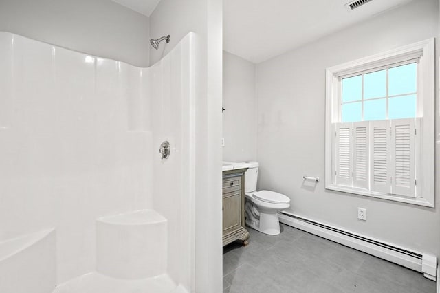 853 Oxford St S, Auburn, MA 01501 - full bathroom with a baseboard radiator, a shower, vanity, and toilet
