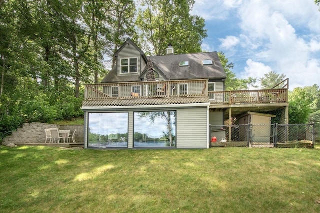 56 Carver St, Pembroke, MA 02359 - back of house featuring a gate, a deck, and a chimney