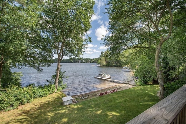 56 Carver St, Pembroke, MA 02359 - dock area featuring a water view and a lawn