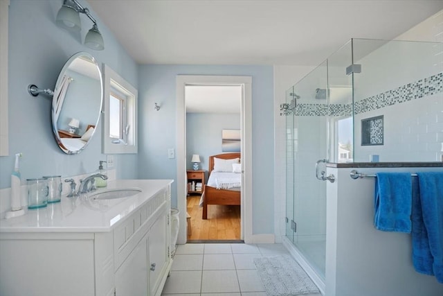 12 14th St, Newbury, MA 01951 - ensuite bathroom featuring a shower stall, vanity, and tile patterned floors