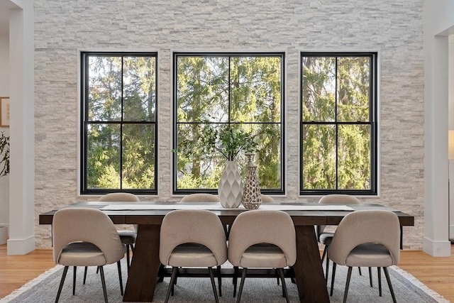 dining room featuring a healthy amount of sunlight and wood finished floors