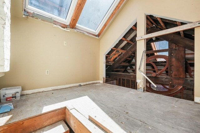 attic with a skylight