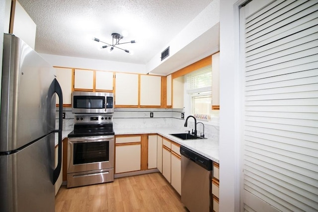 369 Aiken Ave Unit 15, Lowell, MA 01850 - kitchen with appliances with stainless steel finishes, a sink, light countertops, light wood-type flooring, and a textured ceiling