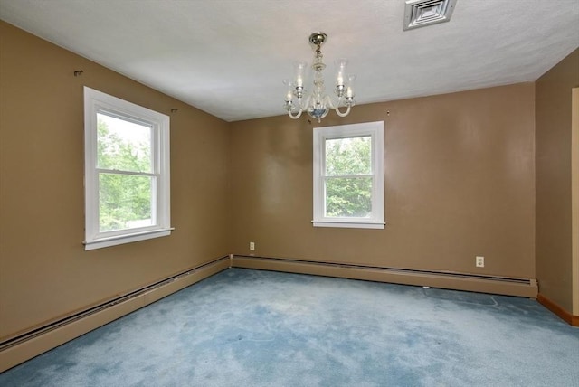 767 S Main St, Bellingham, MA 02019 - carpeted empty room with a chandelier and a baseboard radiator